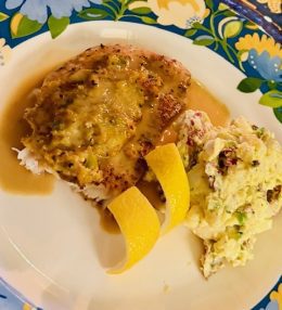 Baked Puppy Drum With Deviled Crabmeat and Meuniere Sauce